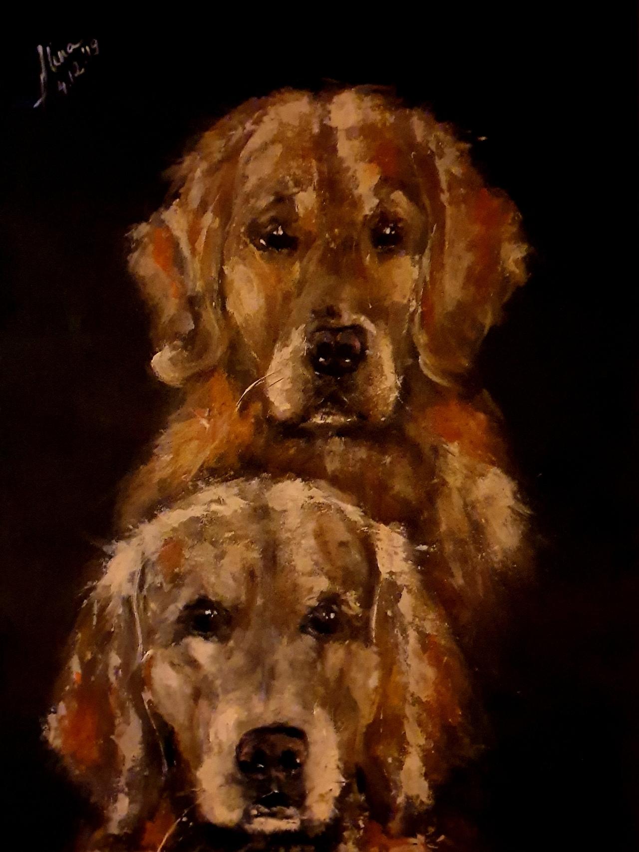 ArteDiAlina.com painting: Zack & Duke